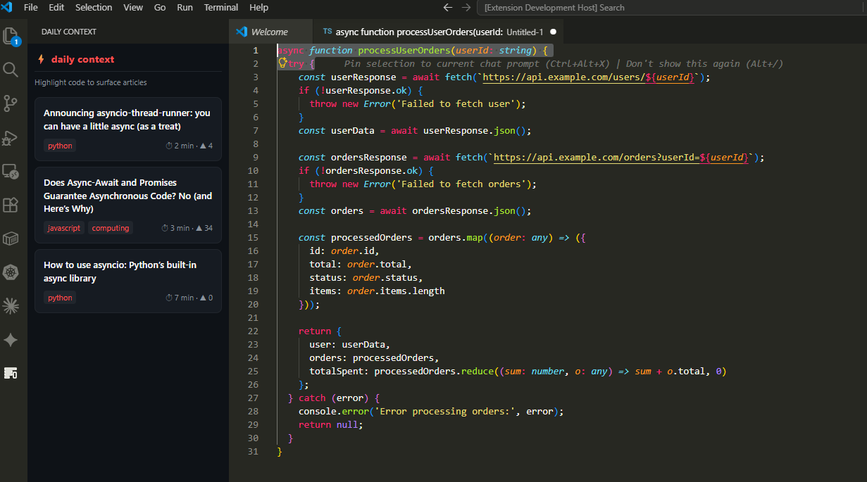 daily context extension demo